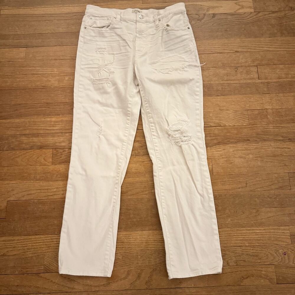J. Crew white distressed mid rise straight leg jeans pants size 29 (8)
b15
